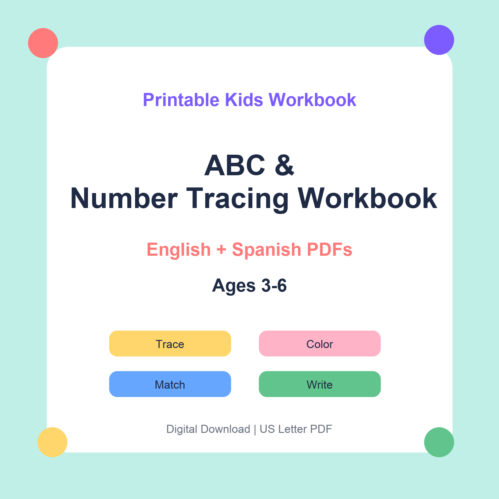 ABC & Number Tracing Workbook bilingual printable workbook thumbnail