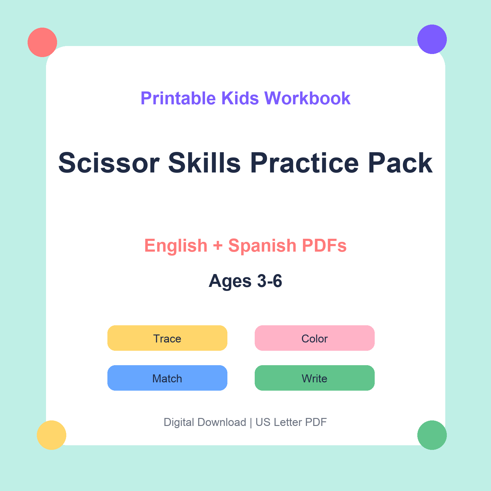 Scissor Skills Practice Pack bilingual printable workbook thumbnail