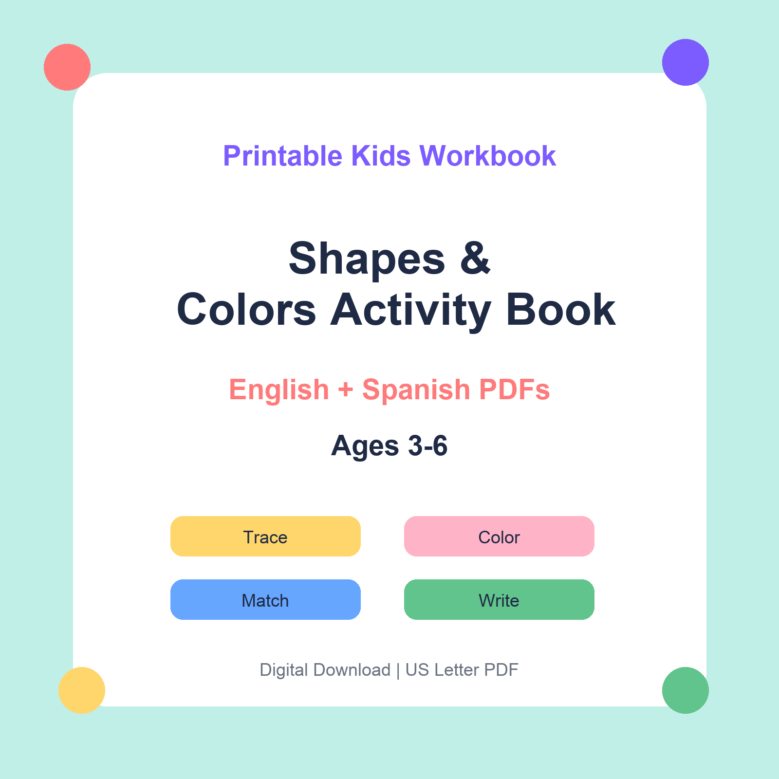 Shapes & Colors Activity Book bilingual printable workbook thumbnail